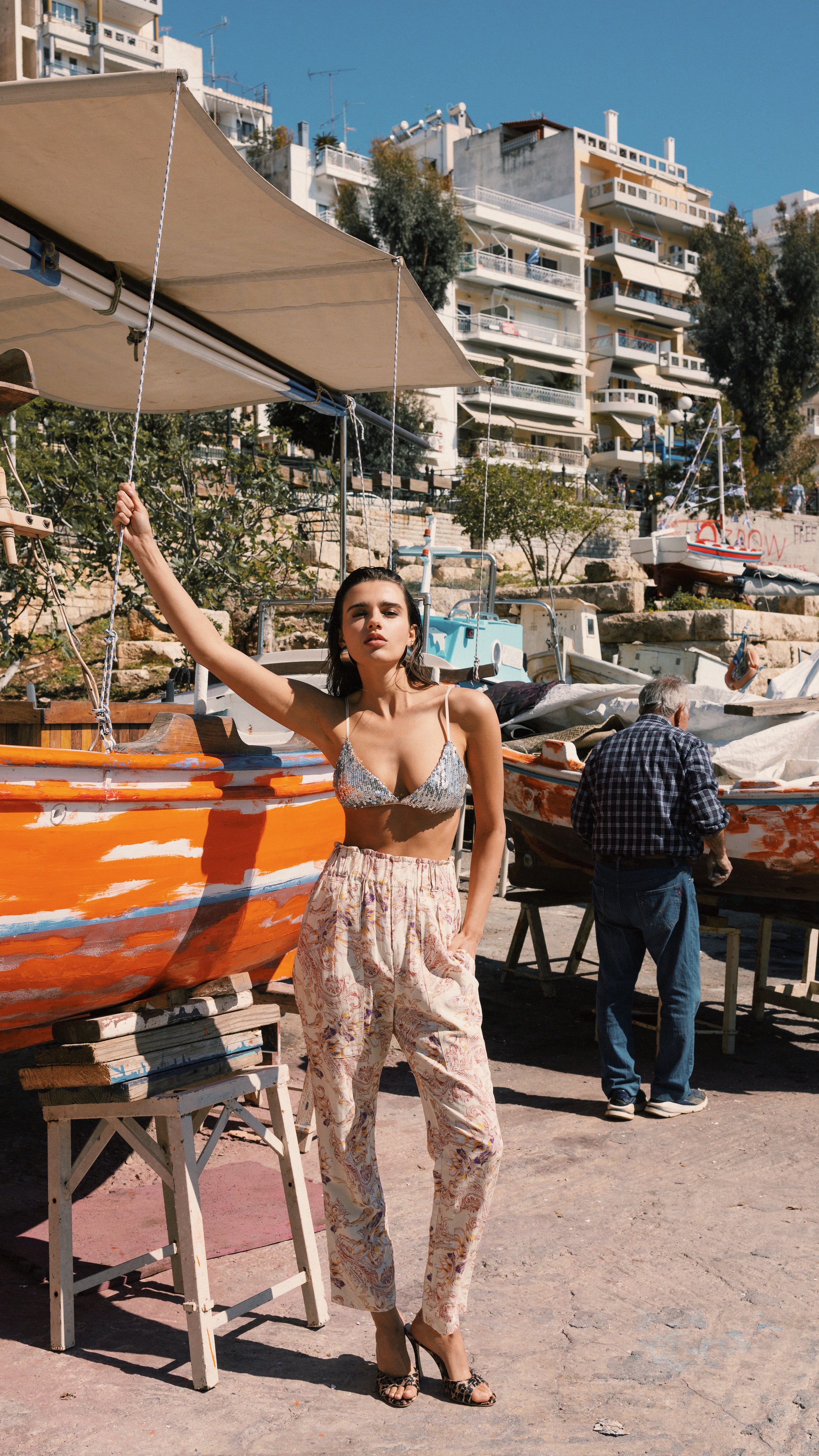 Paisley Linen Palazzo Pants