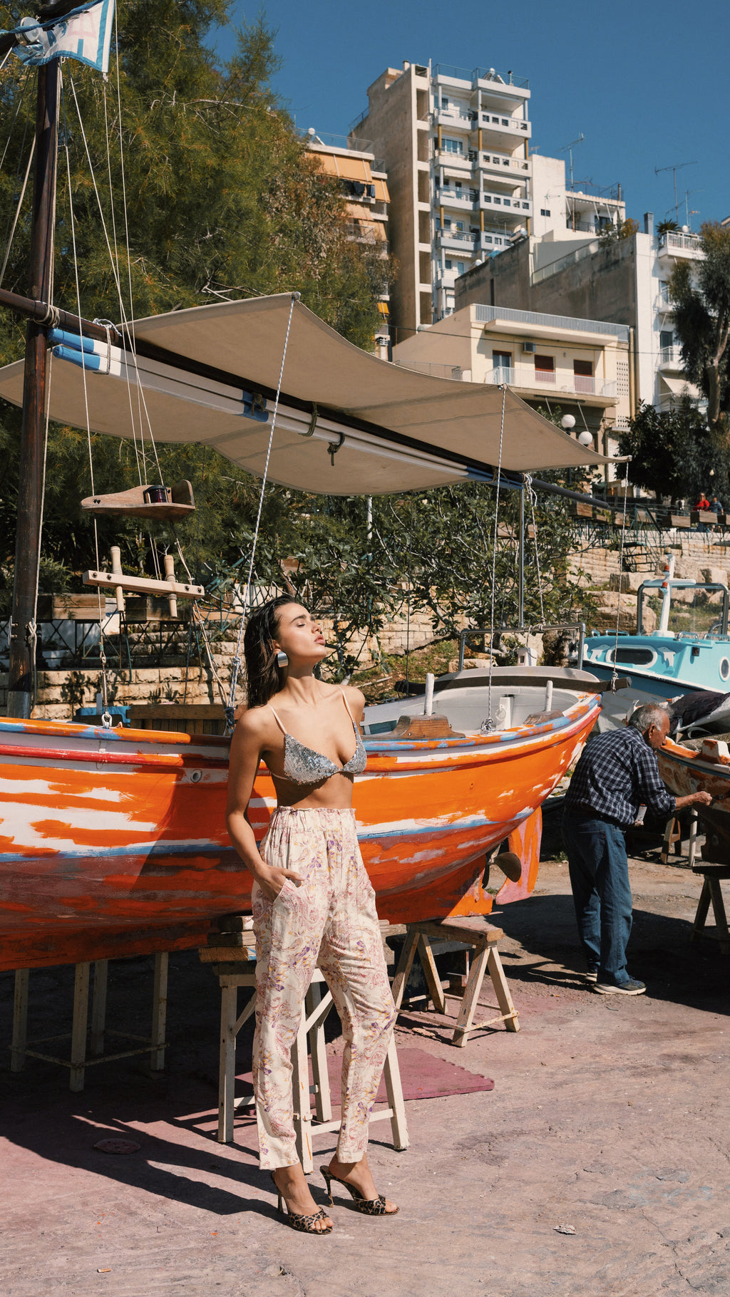 Paisley Linen Palazzo Pants