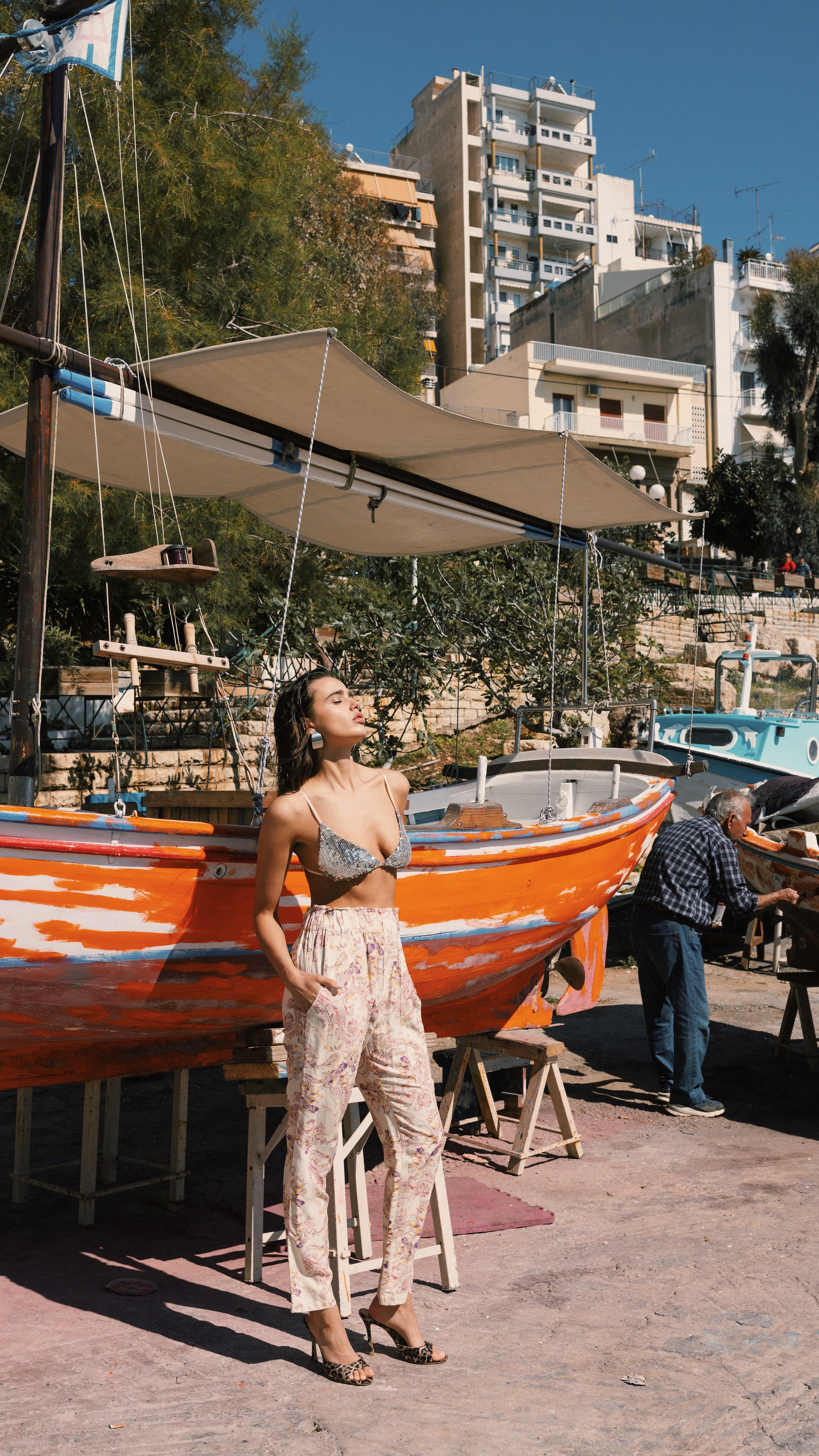 Paisley Linen Palazzo Pants